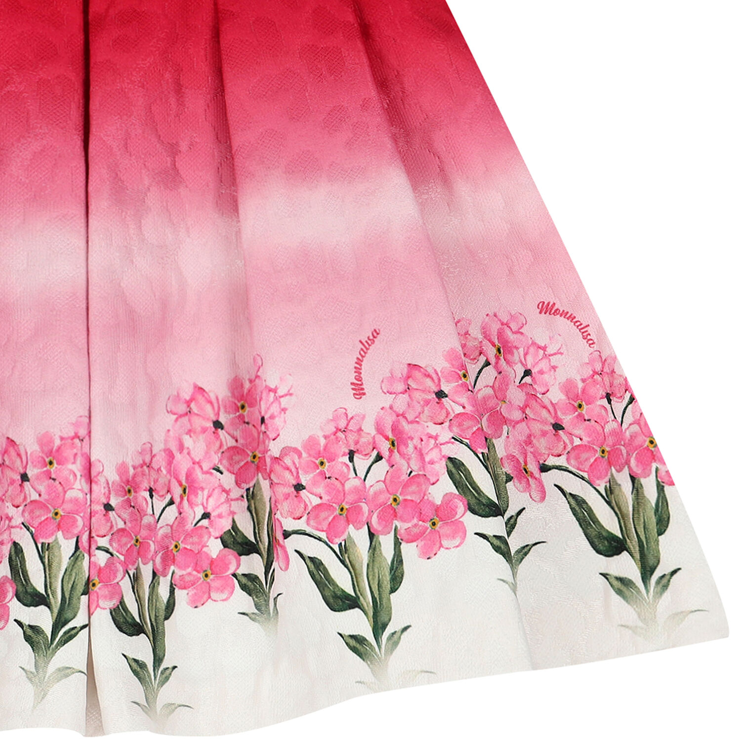 طقم بنات تنورة بطبعة الزهور باللون الأبيض والوردي, 2, hi-res